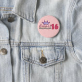 菓子王冠が付いている16の誕生日ボタン 缶バッジ (インサイチュ)