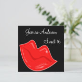 菓子黒2の16の誕生日の明るく赤い唇 招待状 (スタンド正面)