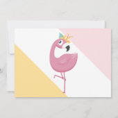 菓子16のかわいいピンクの漫画のフラミンゴの誕生会 招待状 (裏面)