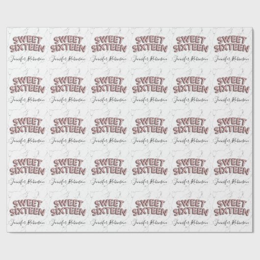 菓子16のばら色の金ゴールドの誕生日は大理石を風船のようにふくらませます ラッピングペーパー (フラット)