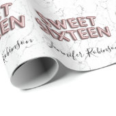 菓子16のばら色の金ゴールドの誕生日は大理石を風船のようにふくらませます ラッピングペーパー (ロールコーナー)