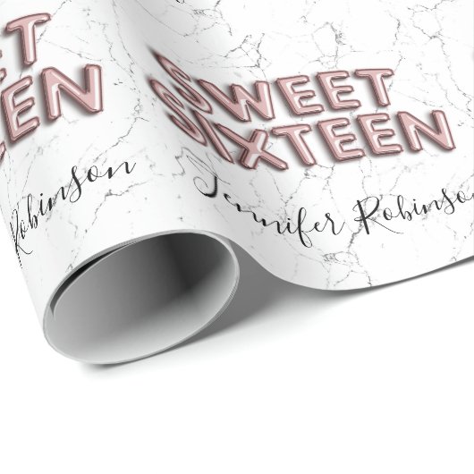 菓子16のばら色の金ゴールドの誕生日は大理石を風船のようにふくらませます ラッピングペーパー (ロールコーナー)