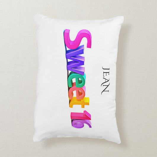菓子16のカラフルの枕。 PERSONALIZDの名前 アクセントクッション (裏面(縦))