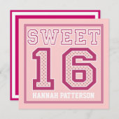 菓子16のスポーティな女の子のジャージーの均一ピンクの点のパーティー 招待状 (正面/裏面)