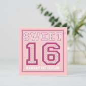 菓子16のスポーティな女の子のジャージーの均一ピンクの点のパーティー 招待状 (スタンド正面)