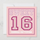 菓子16のスポーティな女の子のジャージーの均一ピンクの点のパーティー 招待状 (正面)