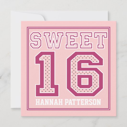 菓子16のスポーティな女の子のジャージーの均一ピンクの点のパーティー 招待状 (正面)