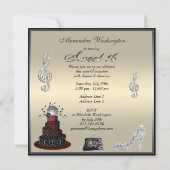 菓子16のディスコの花型女性歌手のケーキ、銀製の輝きのハイヒール 招待状 (裏面)