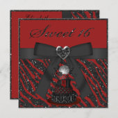 菓子16のディスコの花型女性歌手のフェイクなグリッターのシマウマのプリント 招待状 (正面/裏面)