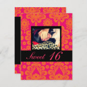 菓子16のバースデーパーティ招待状 招待状 (正面/裏面)