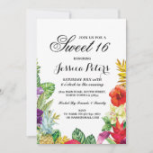 菓子16のパーティーのアロハ熱帯ルアウ(ハワイ式宴会)のTikiの招待 招待状 (正面)