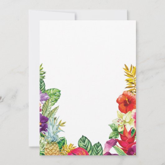 菓子16のパーティーのアロハ熱帯ルアウ(ハワイ式宴会)のTikiの招待 招待状 (裏面)