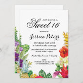 菓子16のパーティーのアロハ熱帯ルアウ(ハワイ式宴会)のTikiの招待 招待状 (正面/裏面)