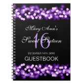 菓子16のパーティーのゲストブックのハリウッドの魅力的な紫色 ノートブック (正面)