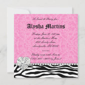 菓子16のパーティーのヒョウのシマウマのレースのハートのダイヤモンド 招待状 (裏面)