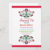 菓子16のパーティーの花のフェスタのメキシコ人の誕生日 招待状 (正面/裏面)