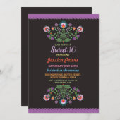 菓子16のパーティーの花のフェスタのメキシコ人の誕生日 招待状 (正面/裏面)