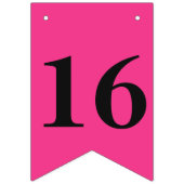 菓子16のピンクおよび黒い誕生日の旗 バンティングフラッグ (第1の旗)