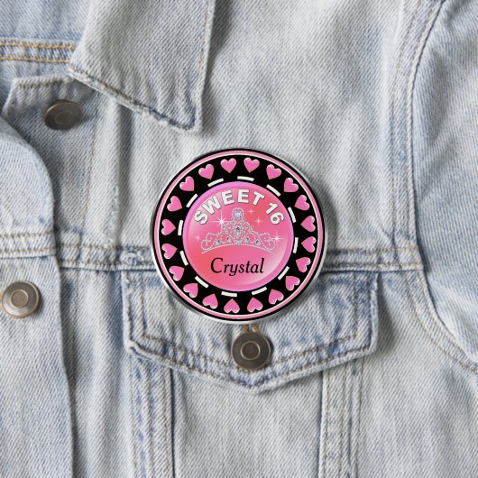 菓子16のプリンセスのティアラ愛ハート|のピンク 缶バッジ (インサイチュ)