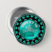 菓子16のプリンセスのティアラ愛ハート|の水 缶バッジ (正面&裏面)