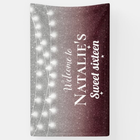 菓子16のモダンバーガンディの赤い及び銀製のグラデーション 横断幕 (縦)