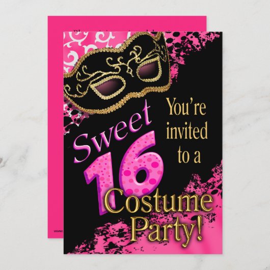 菓子16の仮面舞踏会衣裳のパーティー 招待状 (正面/裏面)
