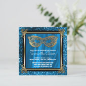 菓子16の仮面舞踏会|の青のSweet sixteenの誕生日 招待状 (スタンド正面)