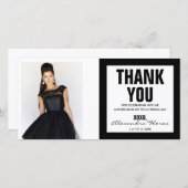 菓子16の写真カードモダンな黒い及び白ありがとう サンキューカード (正面/裏面)