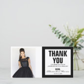 菓子16の写真カードモダンな黒い及び白ありがとう サンキューカード (スタンド正面)