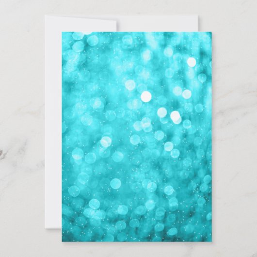 菓子16の冬の不思議の国のティール(緑がかった色)のグリッターライト 招待状 (裏面)