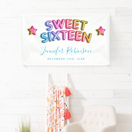 菓子16の歓迎されたユニコーンの誕生日の気球のグリッター 横断幕 (インサイチュ)