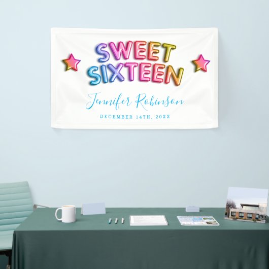 菓子16の歓迎されたユニコーンの誕生日の気球のグリッター 横断幕 (トレードショー)