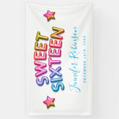 菓子16の歓迎されたユニコーンの誕生日の気球のグリッター 横断幕 (縦)