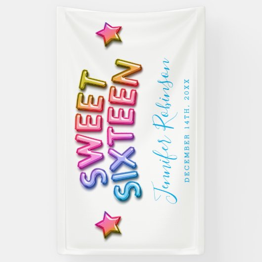 菓子16の歓迎されたユニコーンの誕生日の気球のグリッター 横断幕 (縦)