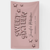 菓子16の歓迎のばら色の金ゴールドの誕生日の気球 横断幕 (縦)