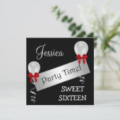 菓子16の白黒の銀製の赤は気球を曲げます 招待状 (スタンド正面)