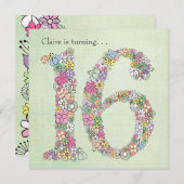 菓子16の第16誕生会のカスタムの招待状 招待状 (正面/裏面)