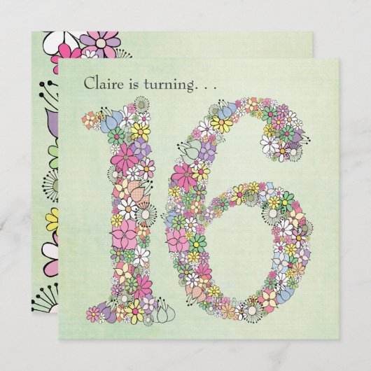 菓子16の第16誕生会のカスタムの招待状 招待状 (正面/裏面)