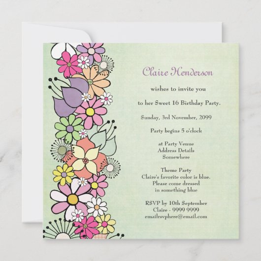 菓子16の第16誕生会のカスタムの招待状 招待状 (裏面)