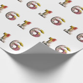 菓子16の花柄のマイル標石の誕生日 ラッピングペーパー (角)