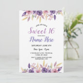 菓子16の誕生会のラベンダーによっては花柄が開花します 招待状 (スタンド正面)