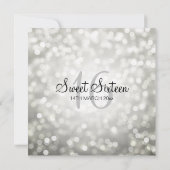 菓子16の誕生会の銀のグリッターライト 招待状 (裏面)