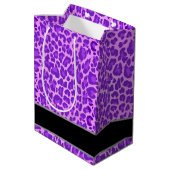 菓子16の誕生日のガーリーな紫色のヒョウA27 ミディアムペーパーバッグ (裏面アングル)