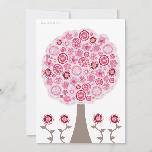 菓子16の誕生日のピンクの花の木の招待状 招待状 (正面)