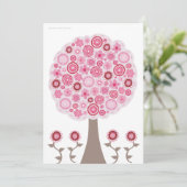 菓子16の誕生日のピンクの花の木の招待状 招待状 (スタンド正面)