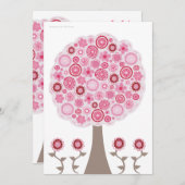 菓子16の誕生日のピンクの花の木の招待状 招待状 (正面/裏面)