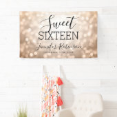 菓子16の誕生日の歓迎されたばら色の金ゴールドのグリッターライト 横断幕 (インサイチュ)