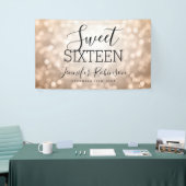 菓子16の誕生日の歓迎されたばら色の金ゴールドのグリッターライト 横断幕 (トレードショー)