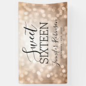 菓子16の誕生日の歓迎されたばら色の金ゴールドのグリッターライト 横断幕 (縦)