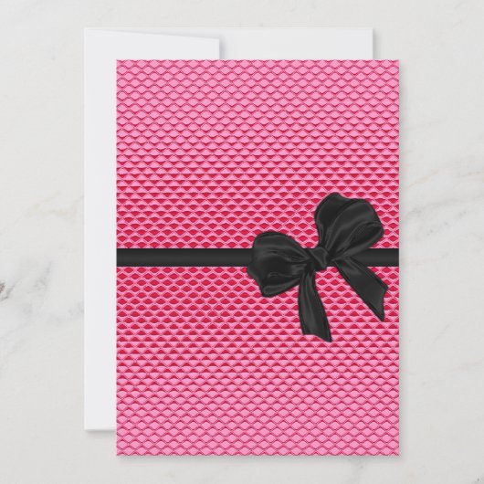 菓子16の誕生日の魅力的なピンクのグリッターの黒の弓 招待状 (正面)